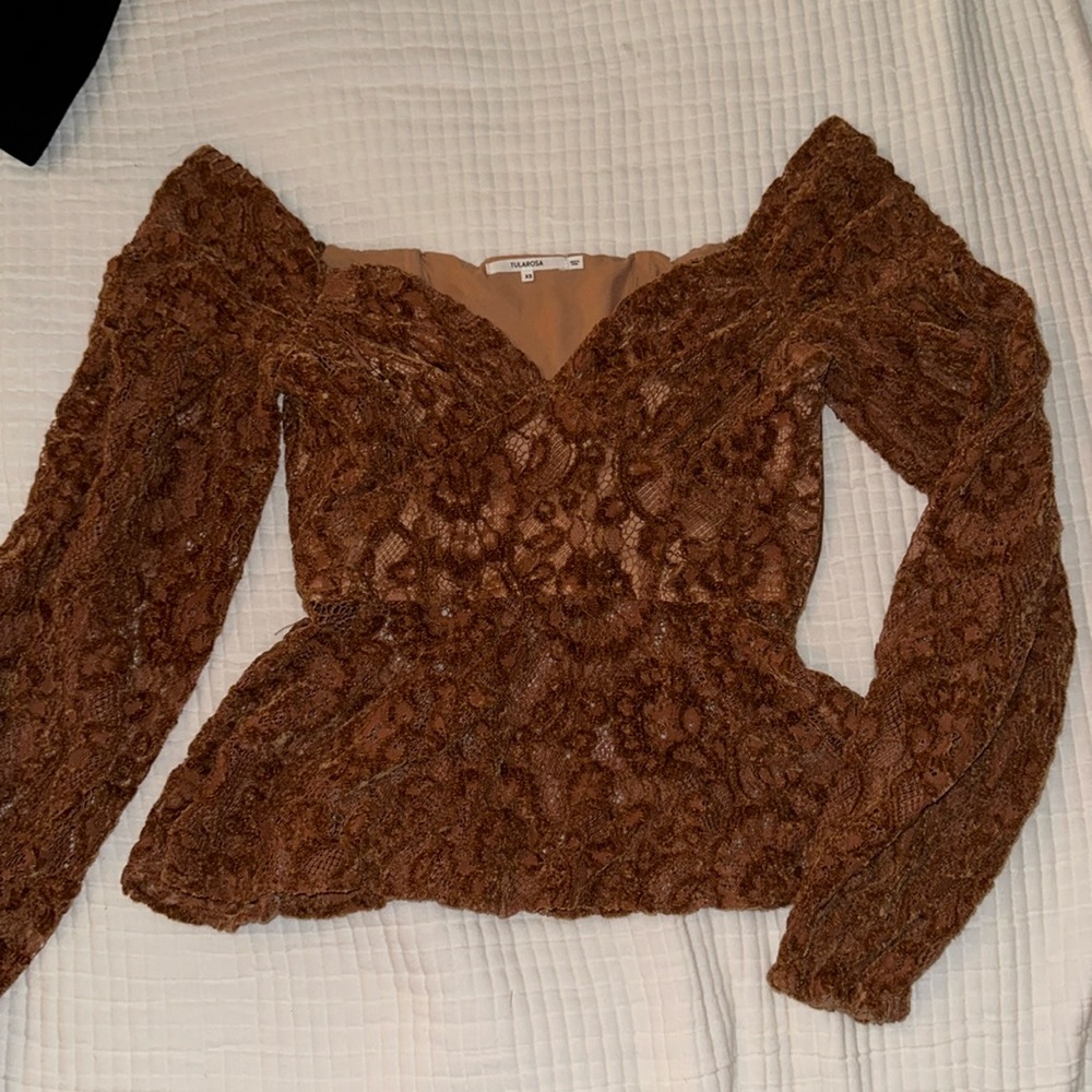 Tularosa off the shoulder velvet lace top